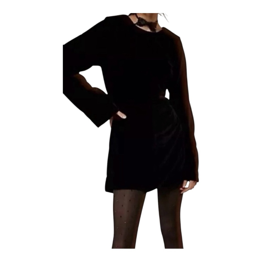 Free People Chelsey Mini Dress in Black Size Small New